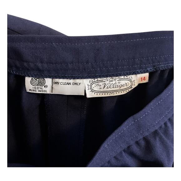 Vintage The Villager 2 Piece Suit Skirt Blazer Jacket Women SZ 14 Navy Blue Wool - Picture 6 of 16